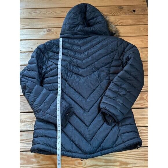 Ravean Women’s Hood Heated Puffer Jacket Coat Medium Black Full Zip Faux Fur - Picture 7 of 9